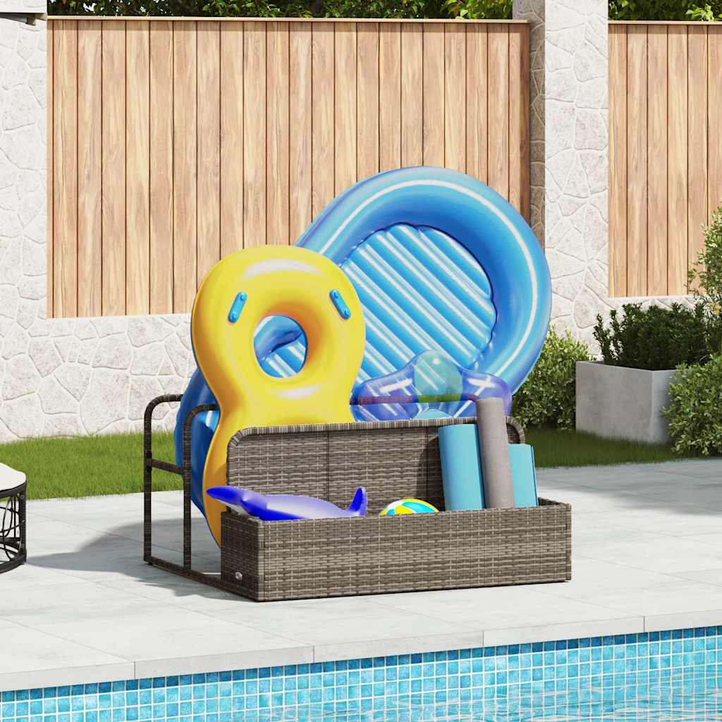 Pool Aufbewahrungsbehälter Grau 110x100x57 cm Poly Rattan