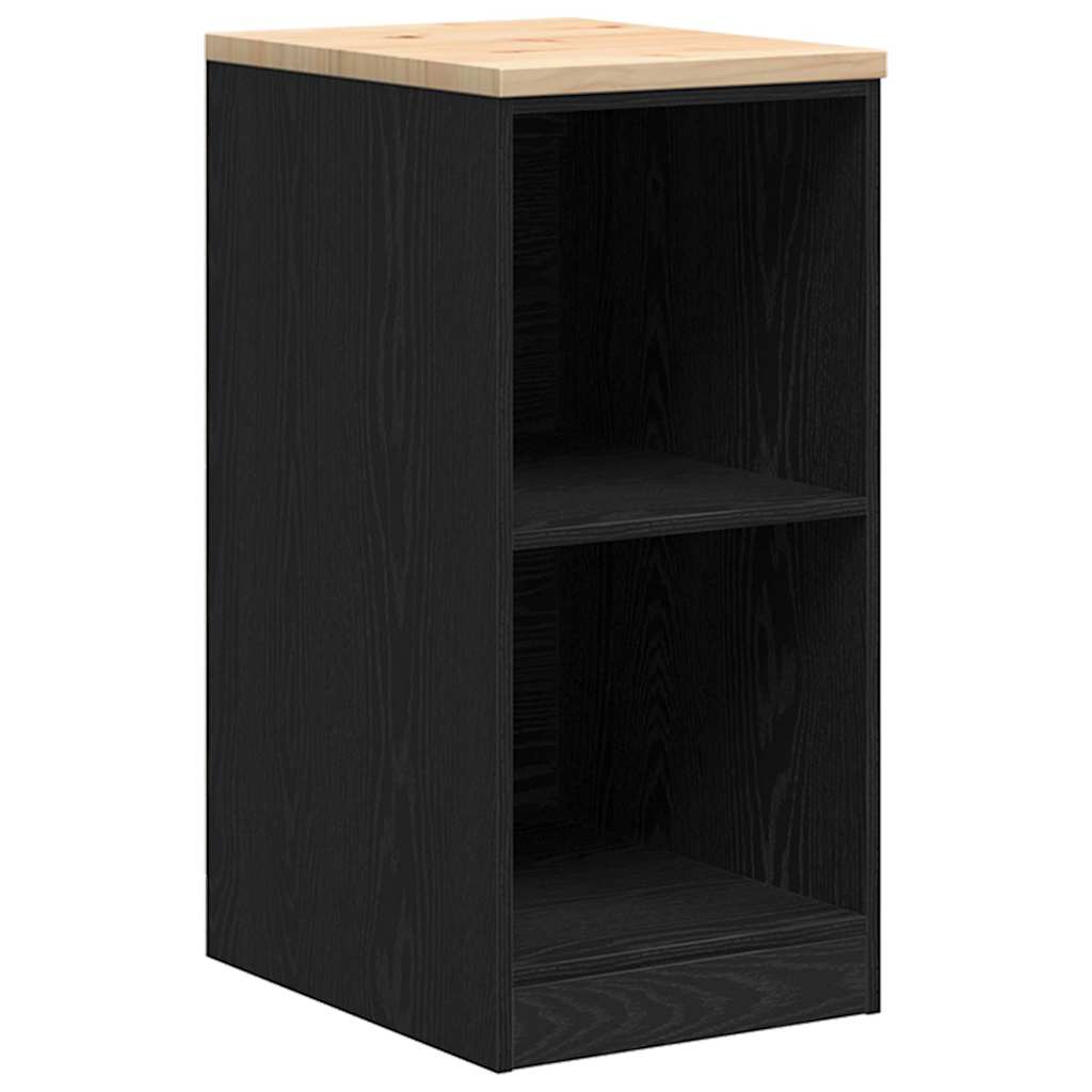 Garage Storage Cabinet Black Solid Pine