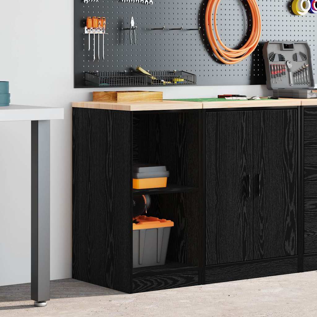 Garage Storage Cabinet Black Solid Pine