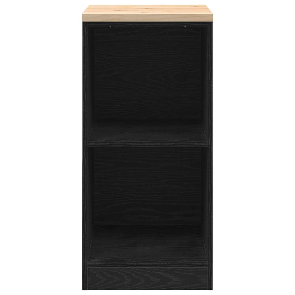 Garage Storage Cabinet Black Solid Pine