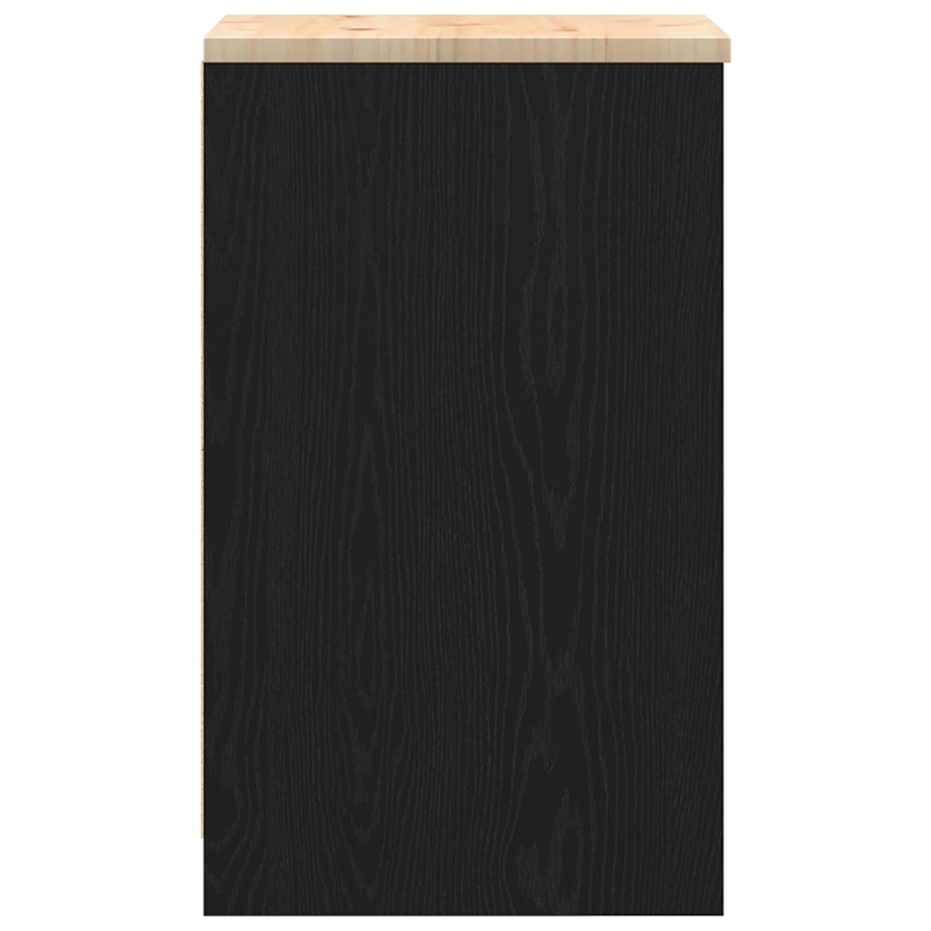 Garage Storage Cabinet Black Solid Pine