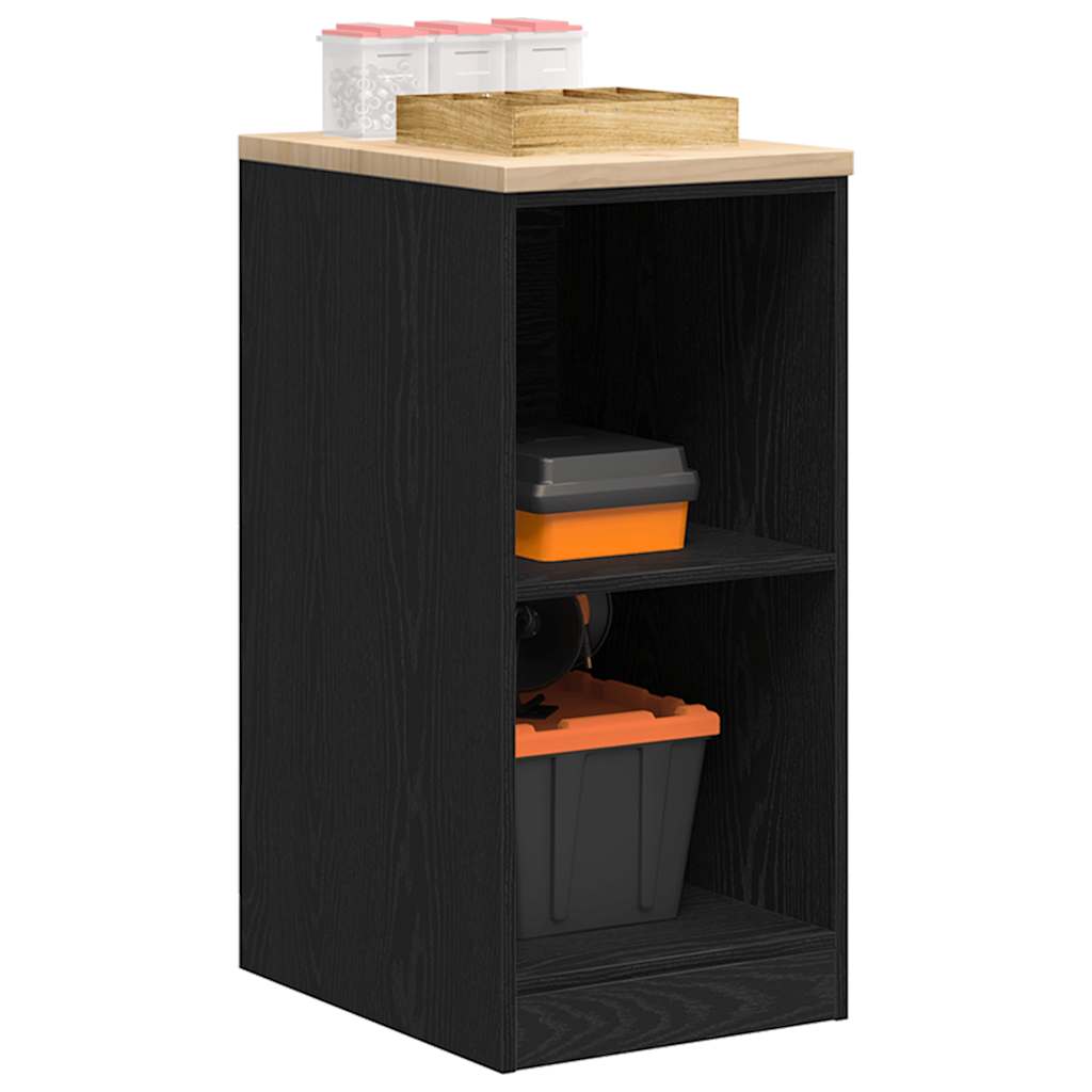 Garage Storage Cabinet Black Solid Pine