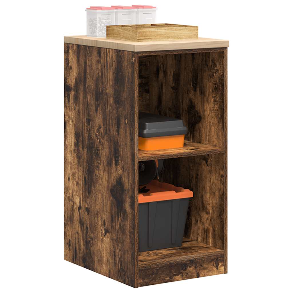 Garage Storage Cabinet Smoked Oak Solid Pine