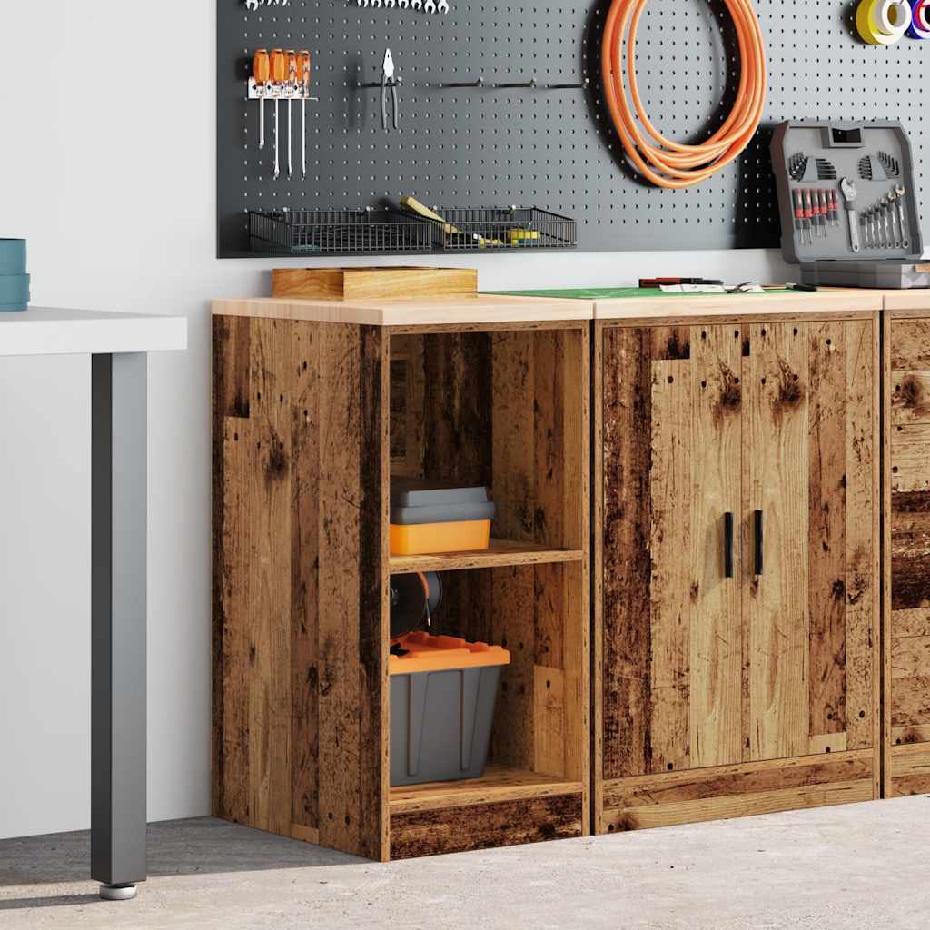 Garage storage cabinet reclaimed wood look solid pine