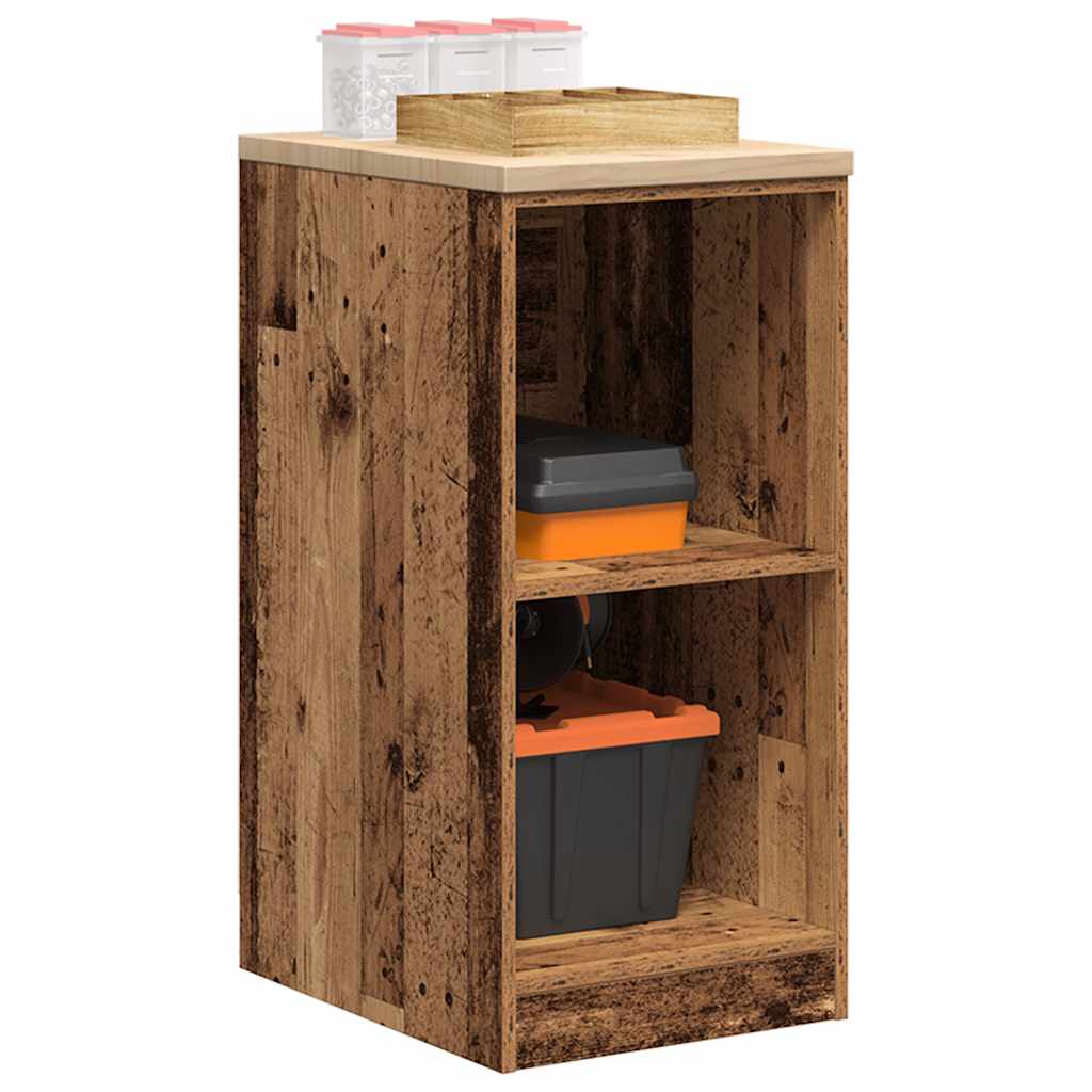 Garage storage cabinet reclaimed wood look solid pine