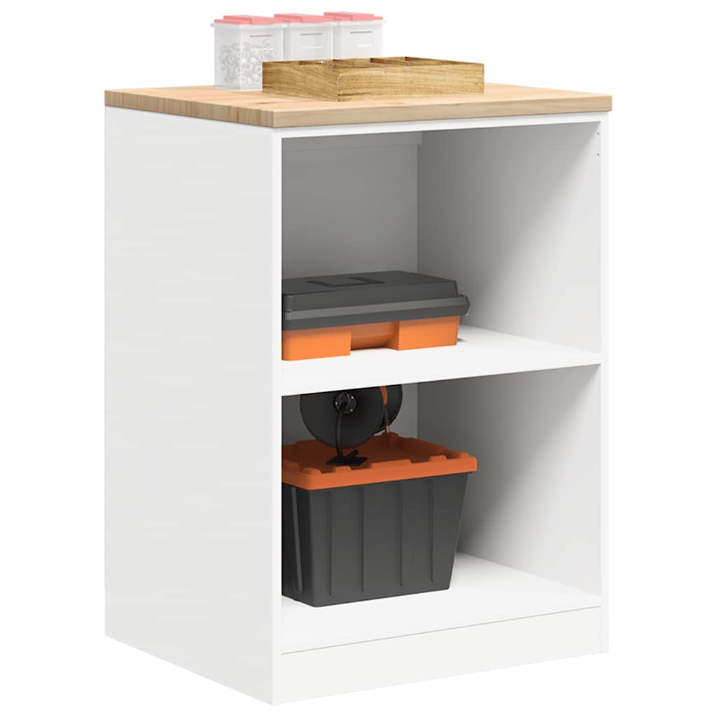 Garage Storage Cabinet White 60x51x85 cm Solid Pine