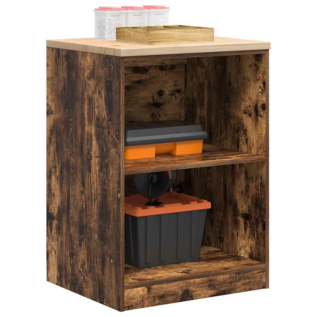 Garage storage cabinet smoked oak solid pine