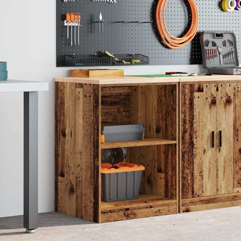 Garage storage cabinet reclaimed wood look solid pine