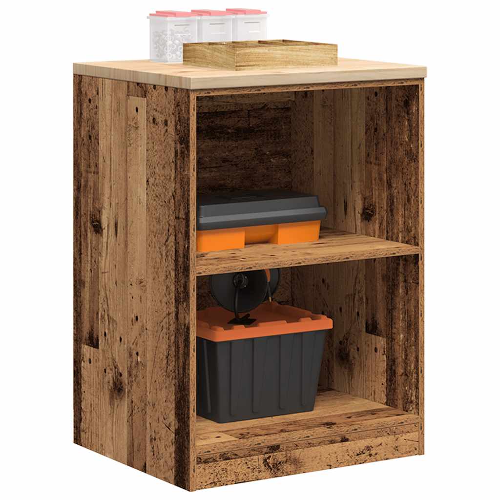 Garage storage cabinet reclaimed wood look solid pine