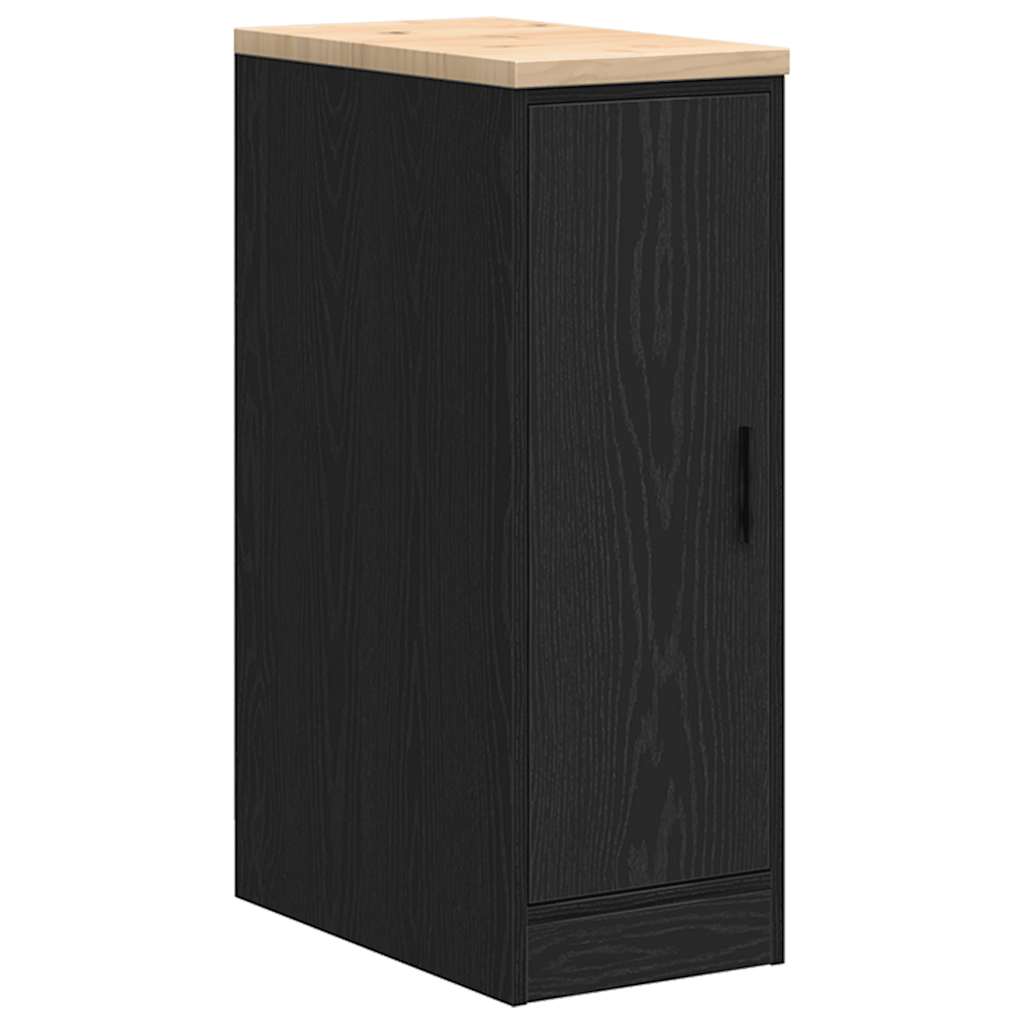 Garage Storage Cabinet Black Solid Pine