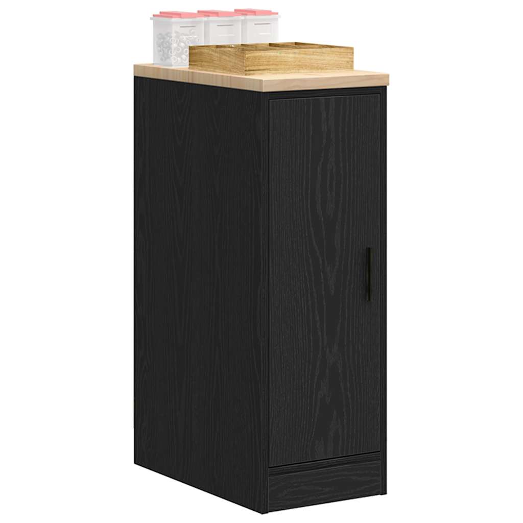 Garage Storage Cabinet Black Solid Pine