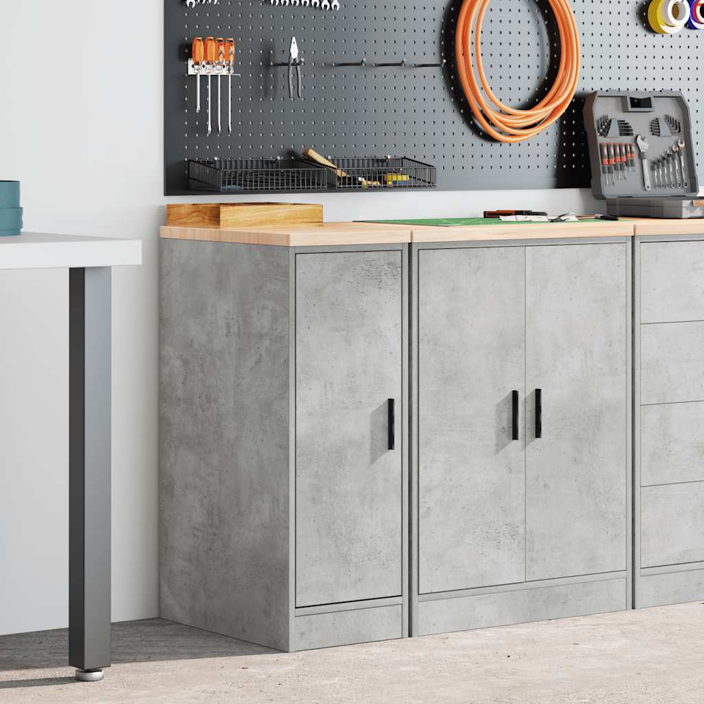 Garage Storage Cabinet Concrete Gray Solid Pine