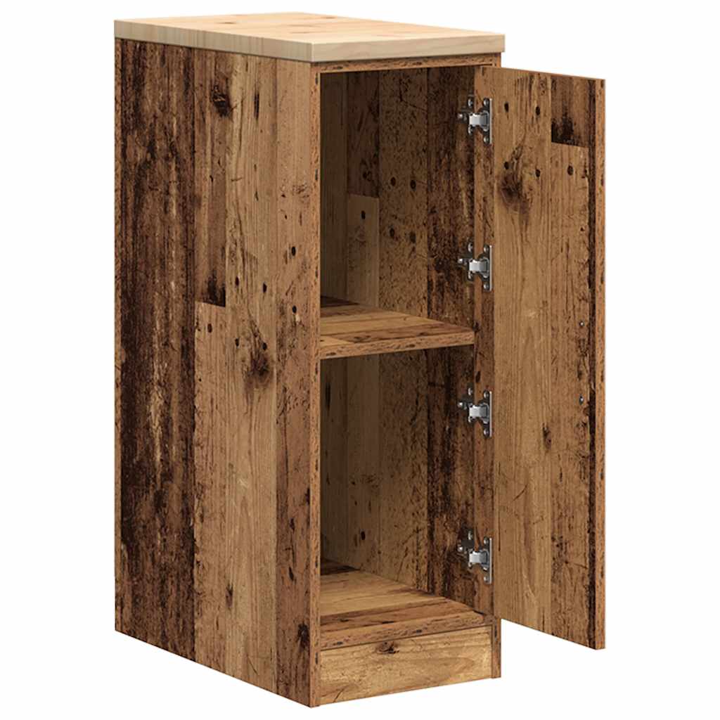 Garage storage cabinet reclaimed wood look solid pine