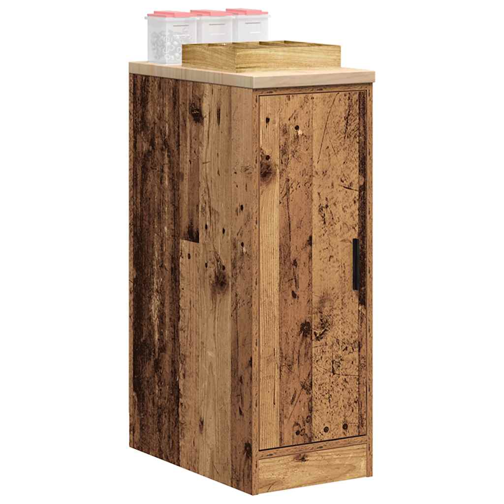 Garage storage cabinet reclaimed wood look solid pine