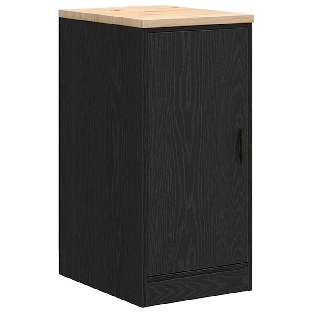 Garage Storage Cabinet Black Solid Pine