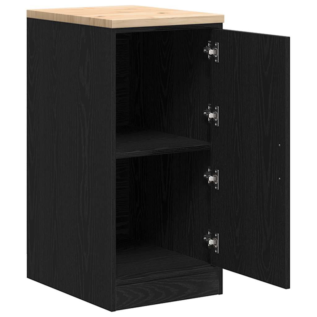 Garage Storage Cabinet Black Solid Pine