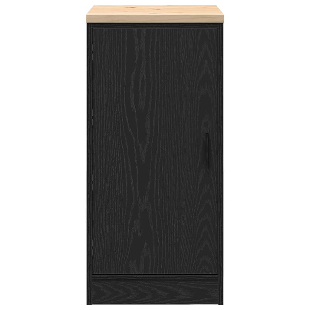 Garage Storage Cabinet Black Solid Pine