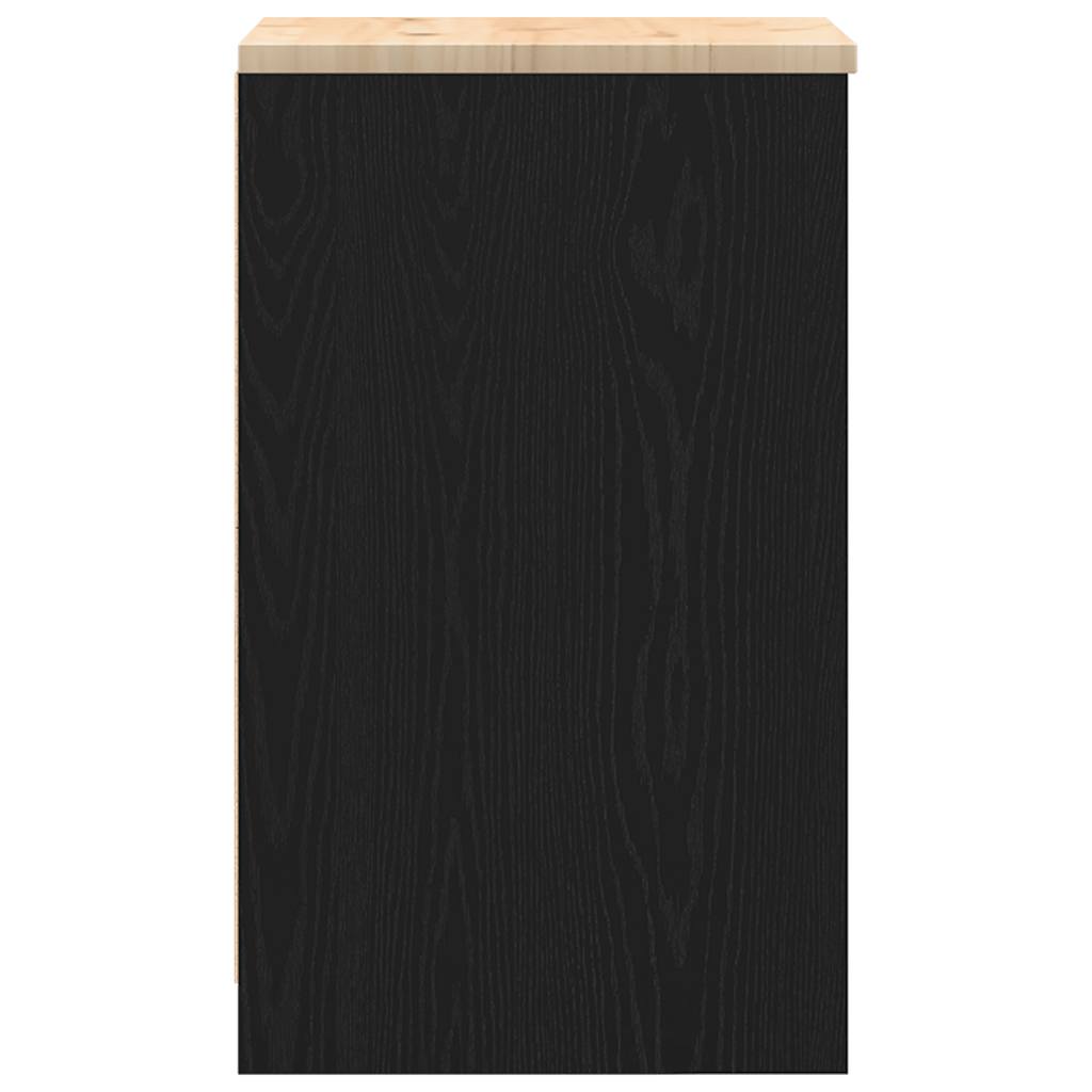 Garage Storage Cabinet Black Solid Pine