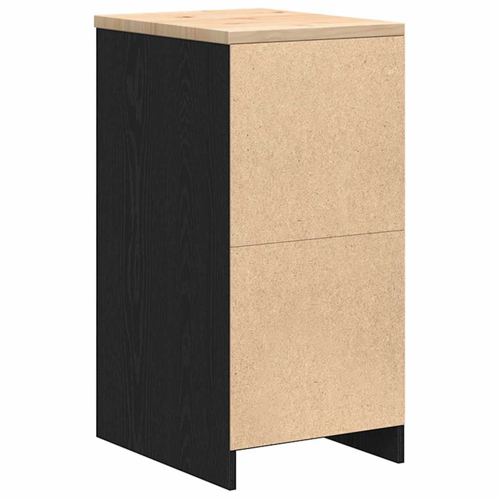 Garage Storage Cabinet Black Solid Pine