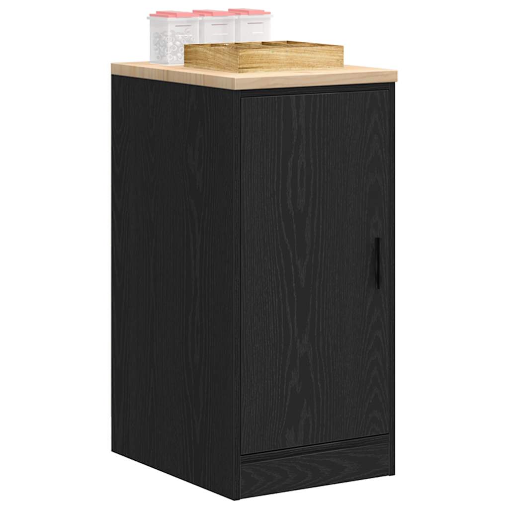 Garage Storage Cabinet Black Solid Pine