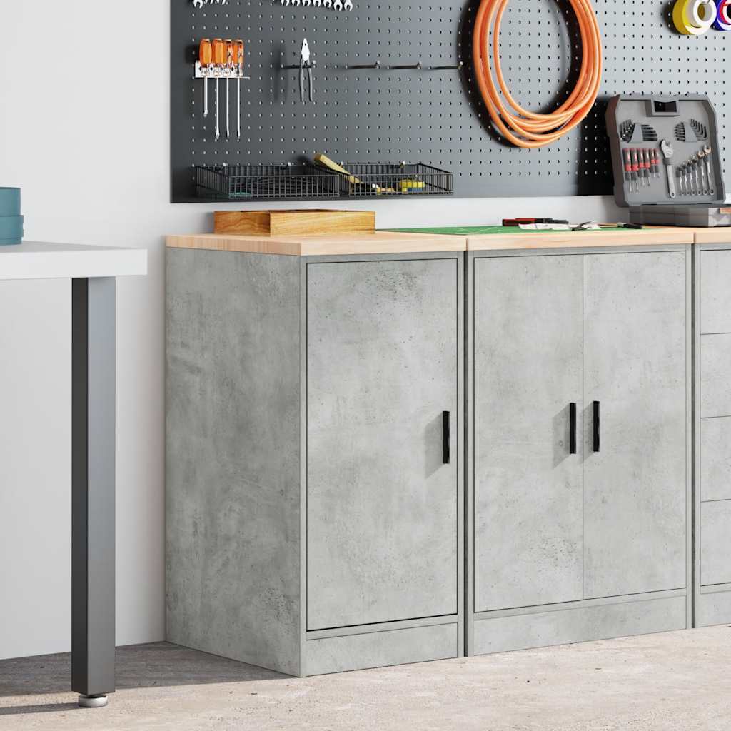 Garage Storage Cabinet Concrete Gray Solid Pine