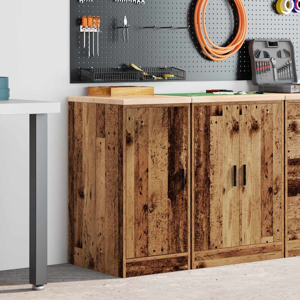 Garage storage cabinet reclaimed wood look solid pine