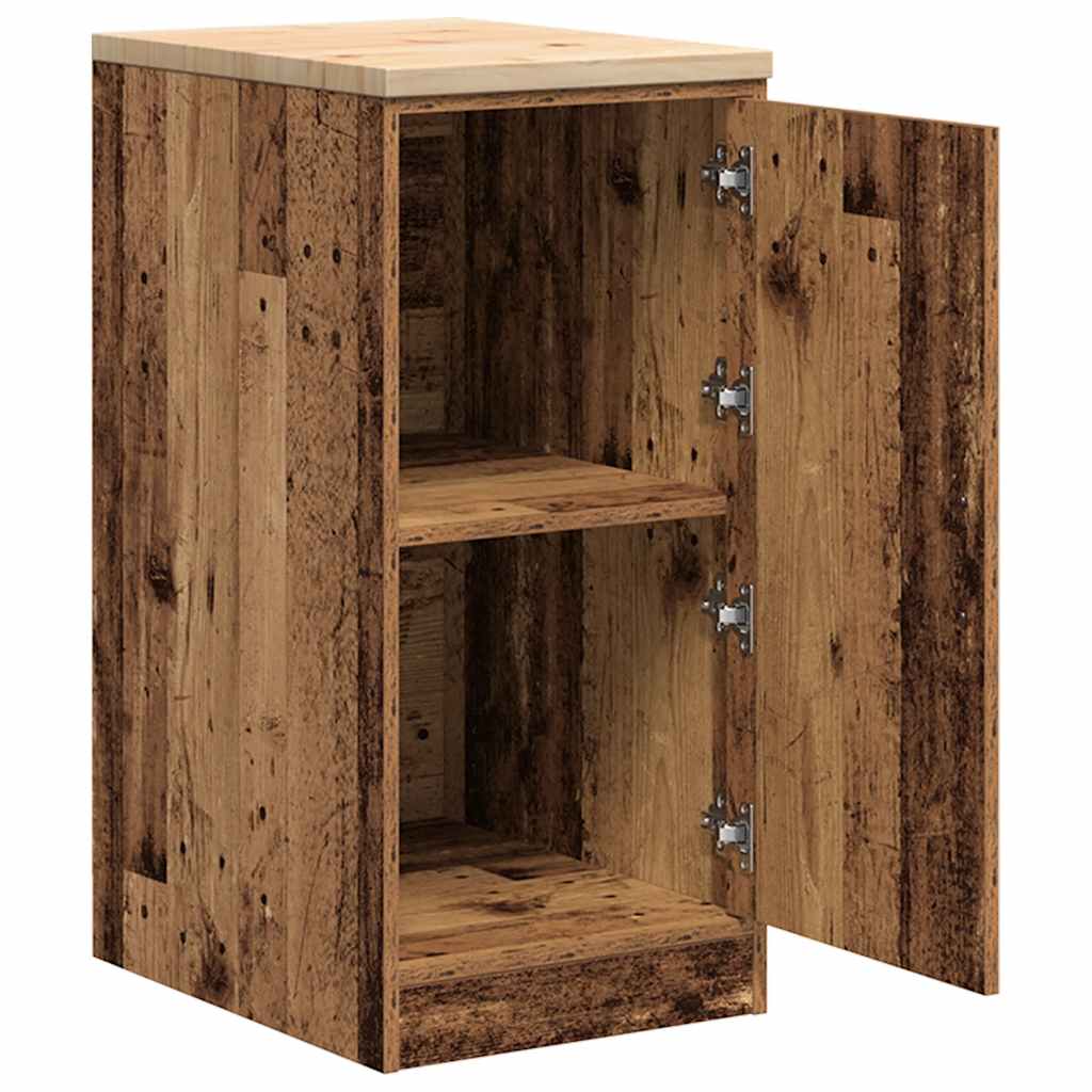 Garage storage cabinet reclaimed wood look solid pine