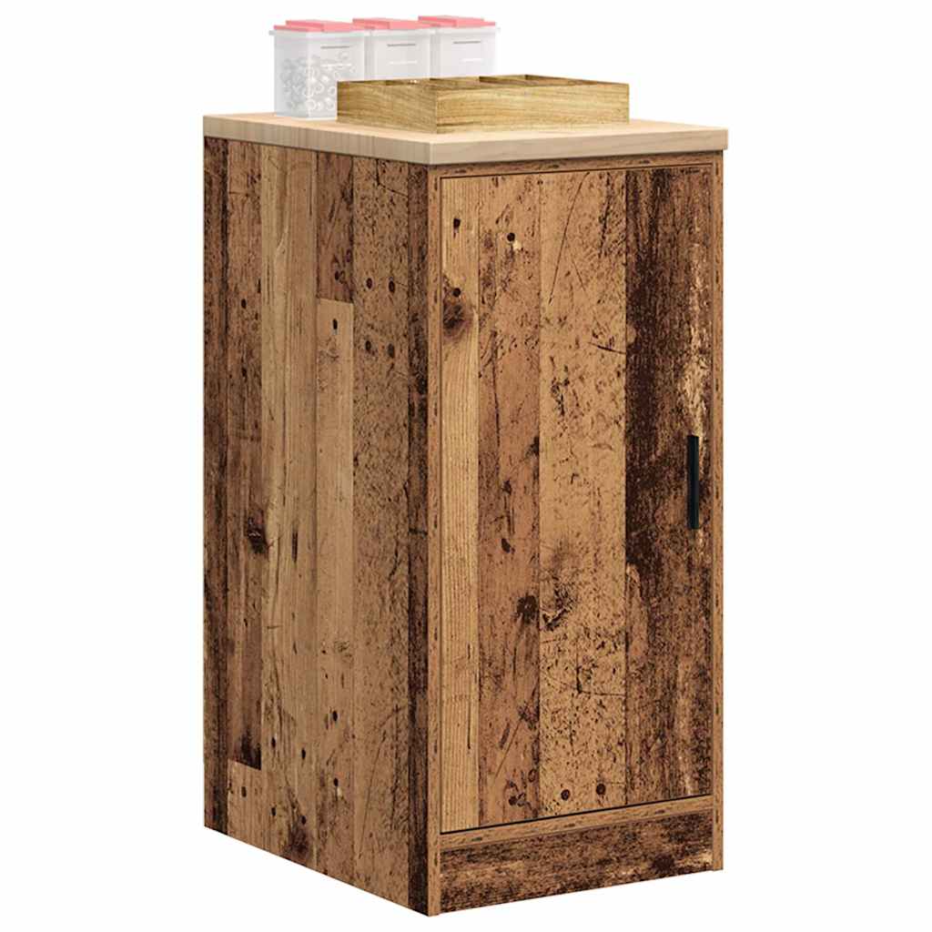 Garage storage cabinet reclaimed wood look solid pine