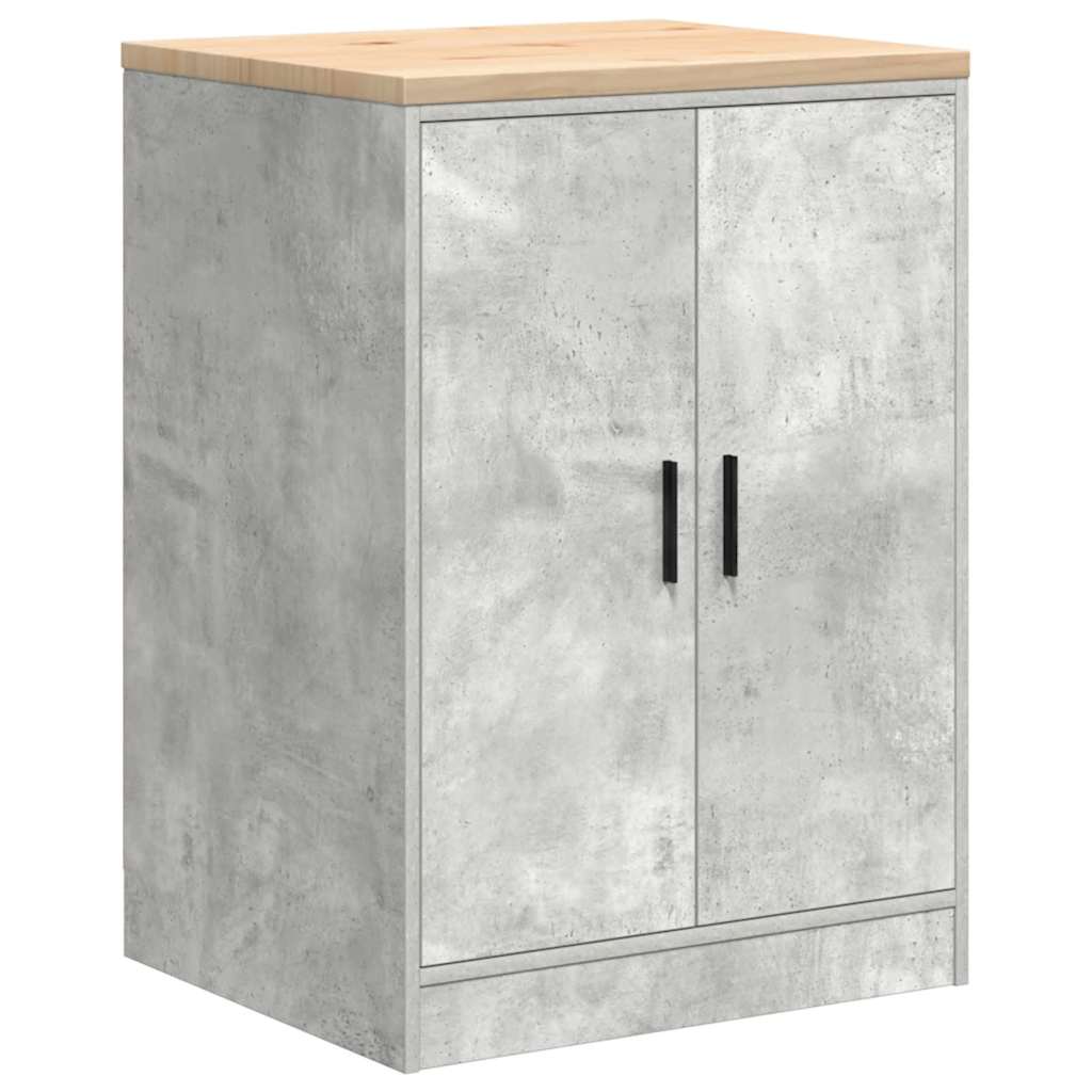 Garage Storage Cabinet Concrete Gray Solid Pine