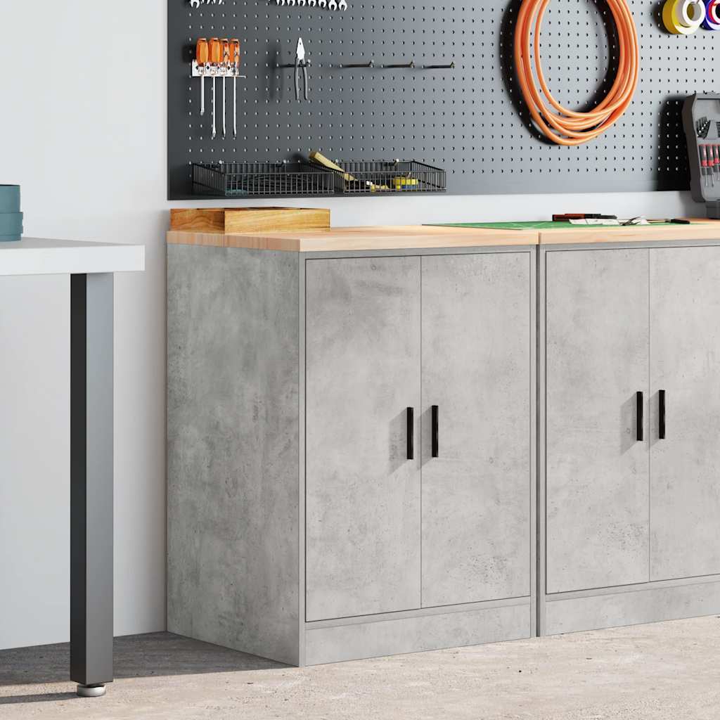 Garage Storage Cabinet Concrete Gray Solid Pine