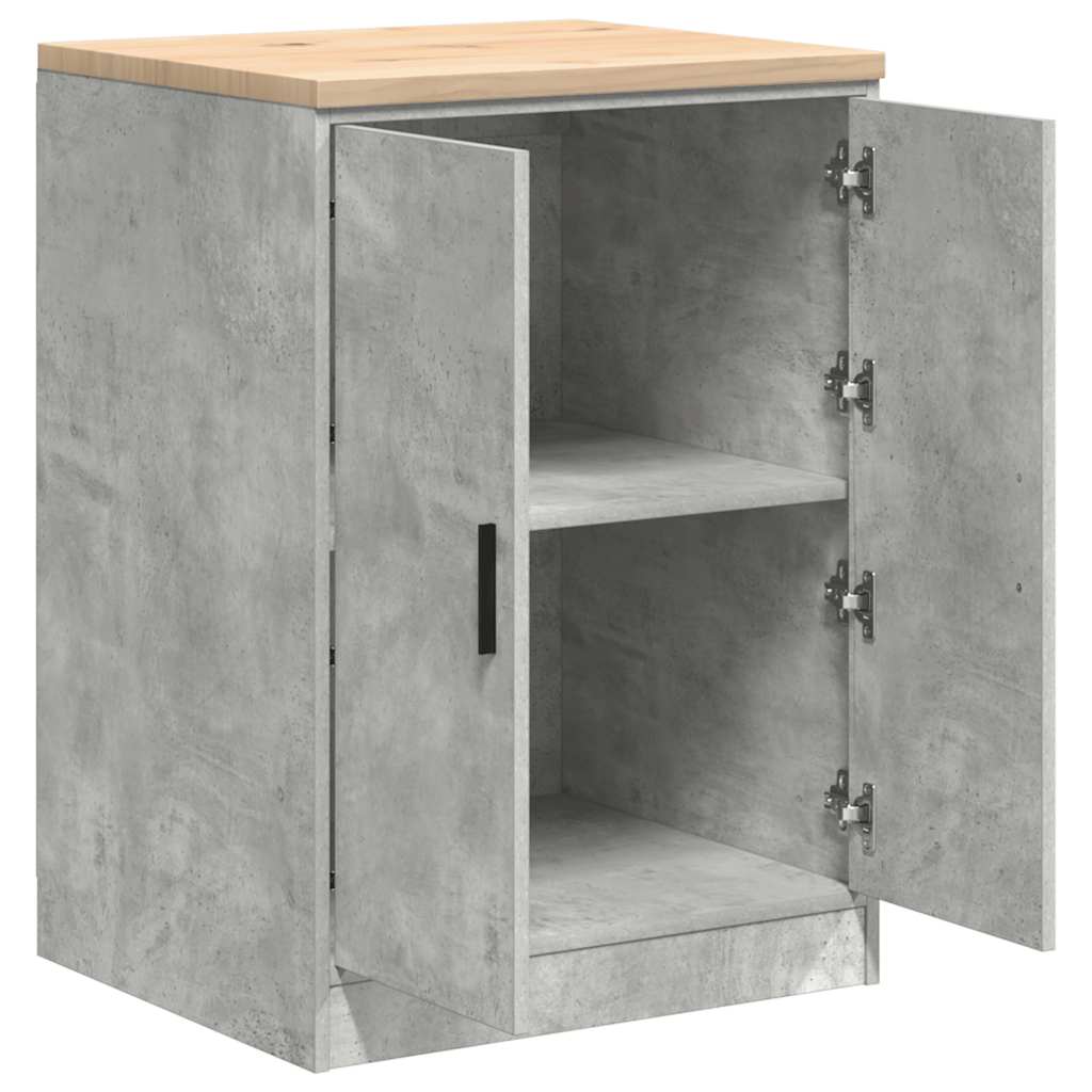 Garage Storage Cabinet Concrete Gray Solid Pine