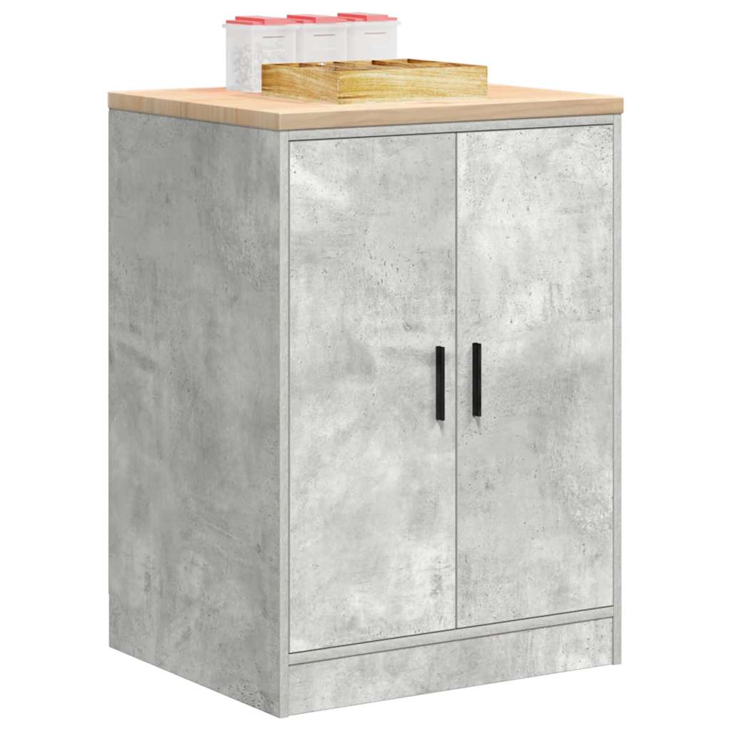 Garage Storage Cabinet Concrete Gray Solid Pine