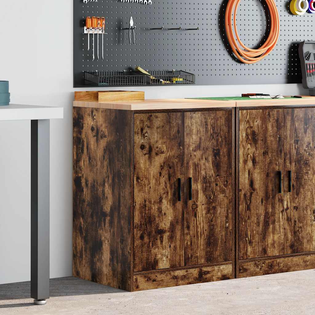 Garage Storage Cabinet Smoked Oak Solid Pine