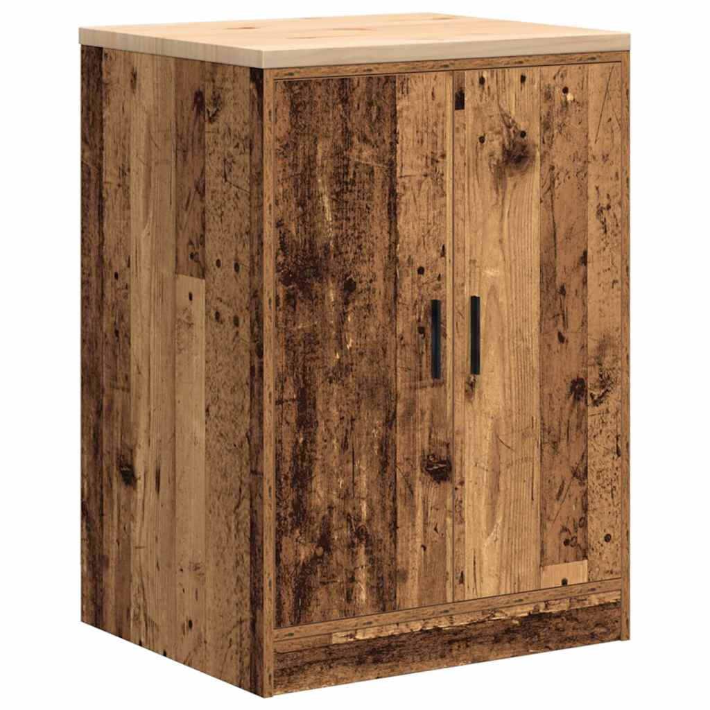 Garage storage cabinet reclaimed wood look solid pine