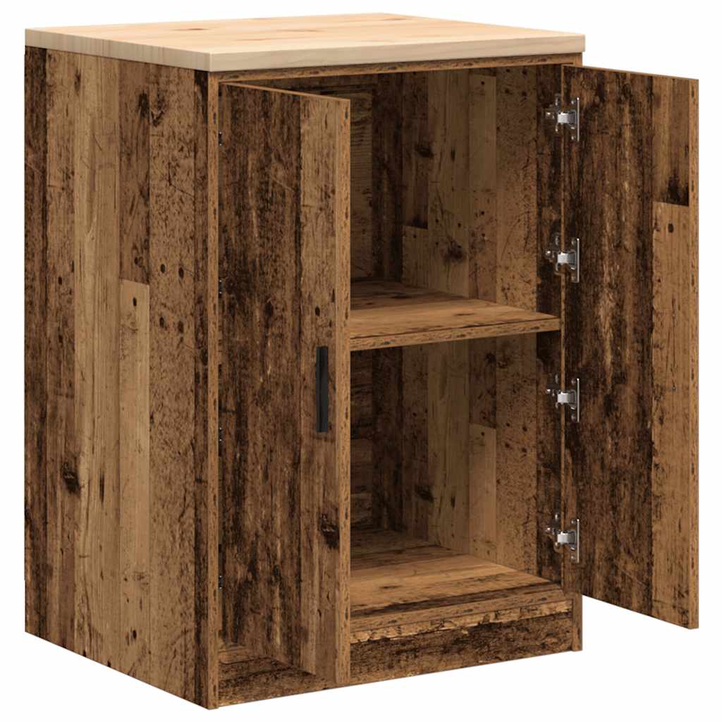 Garage storage cabinet reclaimed wood look solid pine