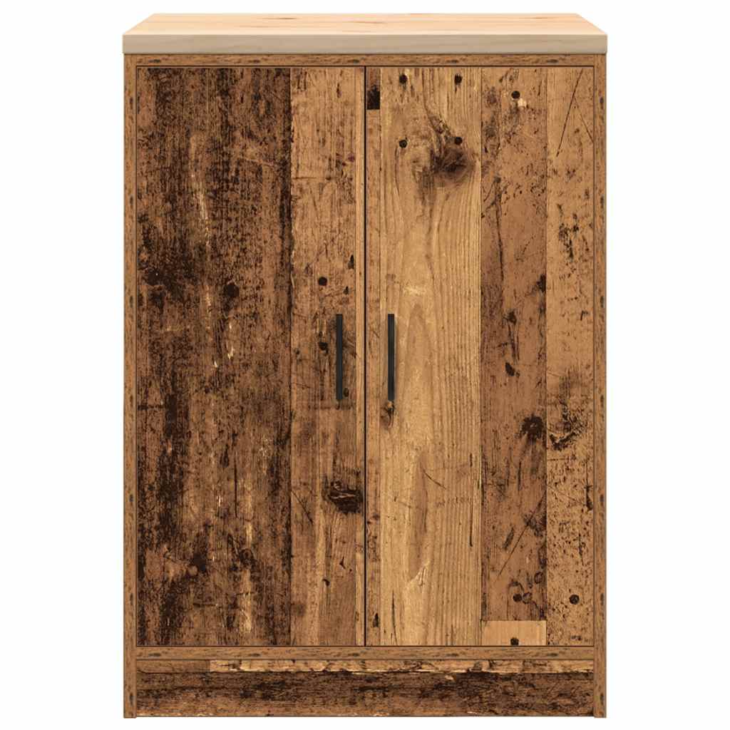 Garage storage cabinet reclaimed wood look solid pine