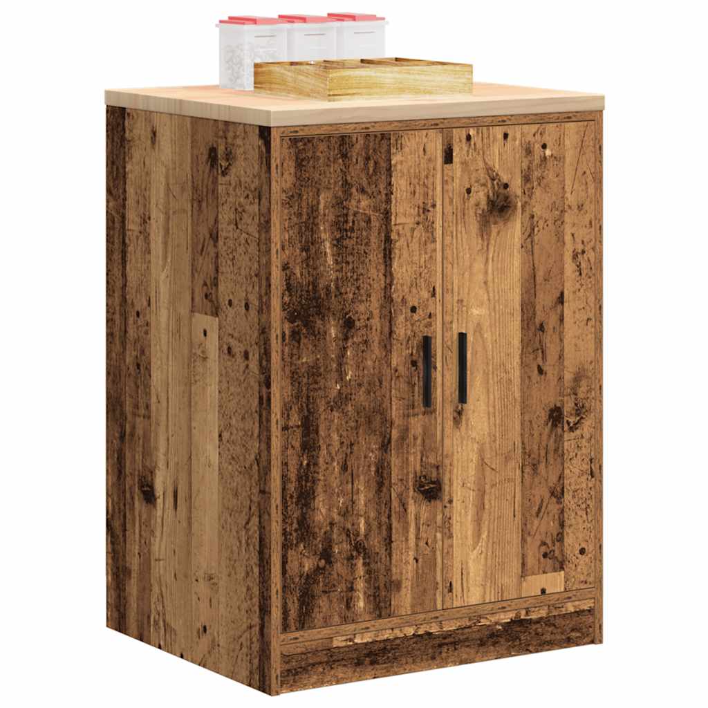 Garage storage cabinet reclaimed wood look solid pine