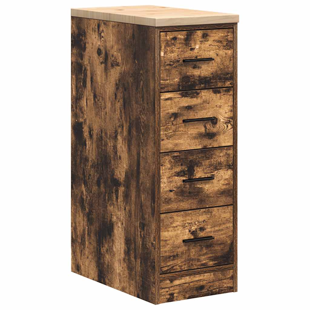 Garage storage cabinet smoked oak solid pine