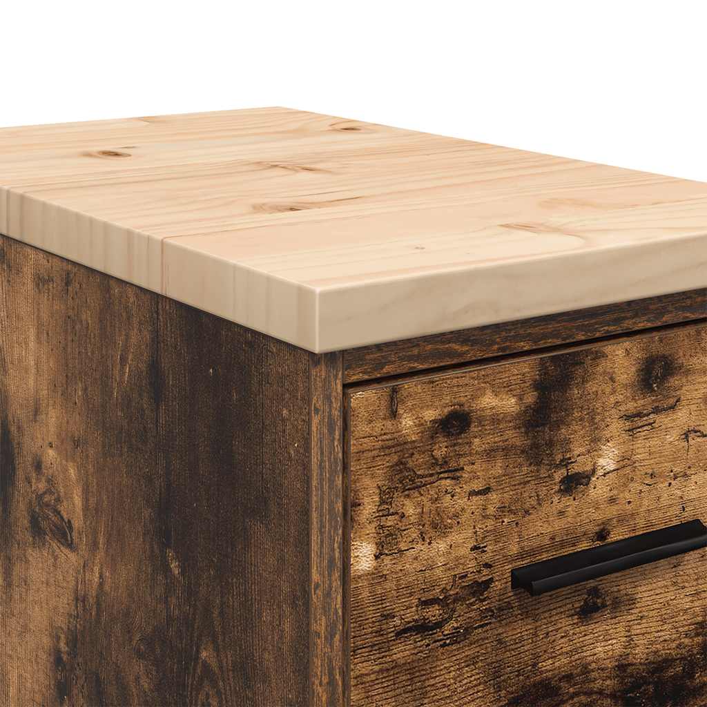 Garage storage cabinet smoked oak solid pine