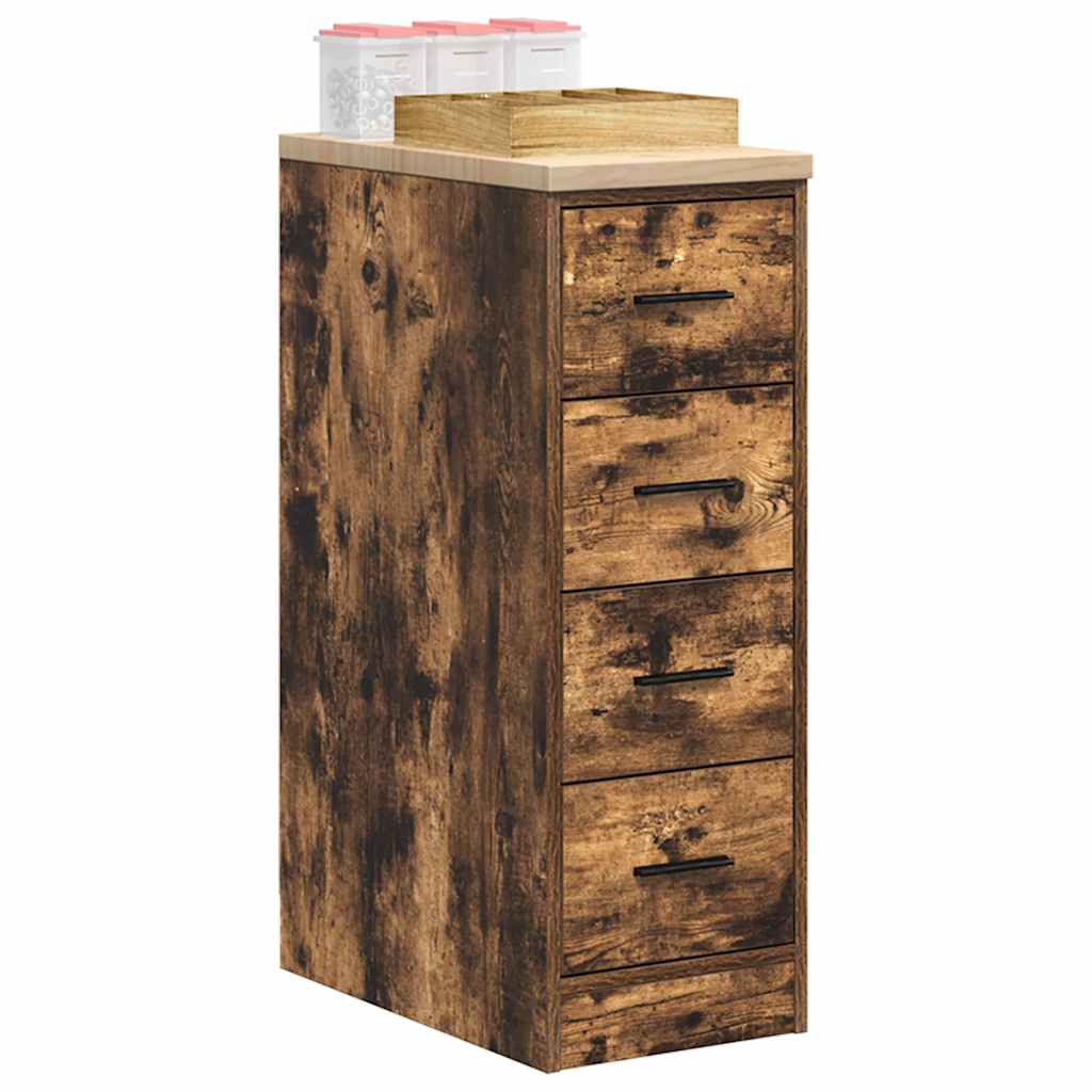 Garage storage cabinet smoked oak solid pine