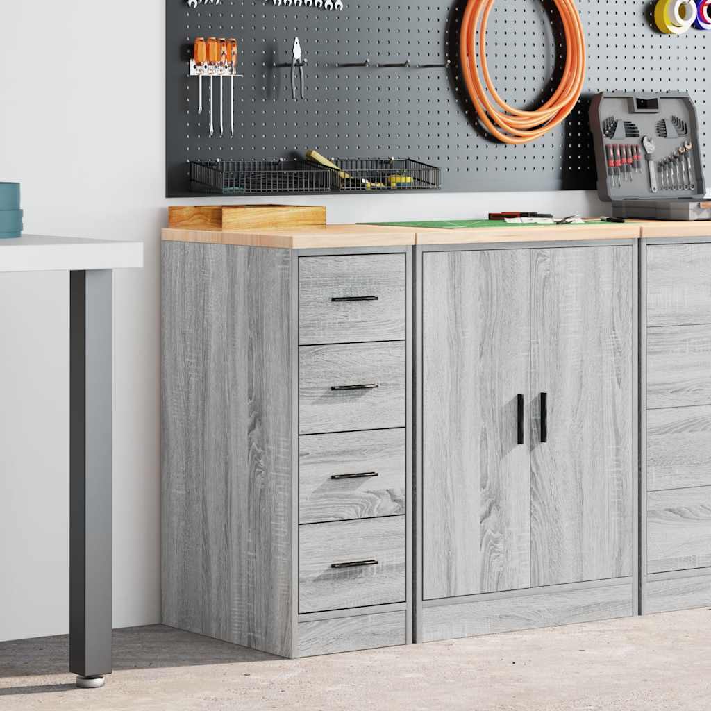 Garage Storage Cabinet Gray Sonoma Solid Pine