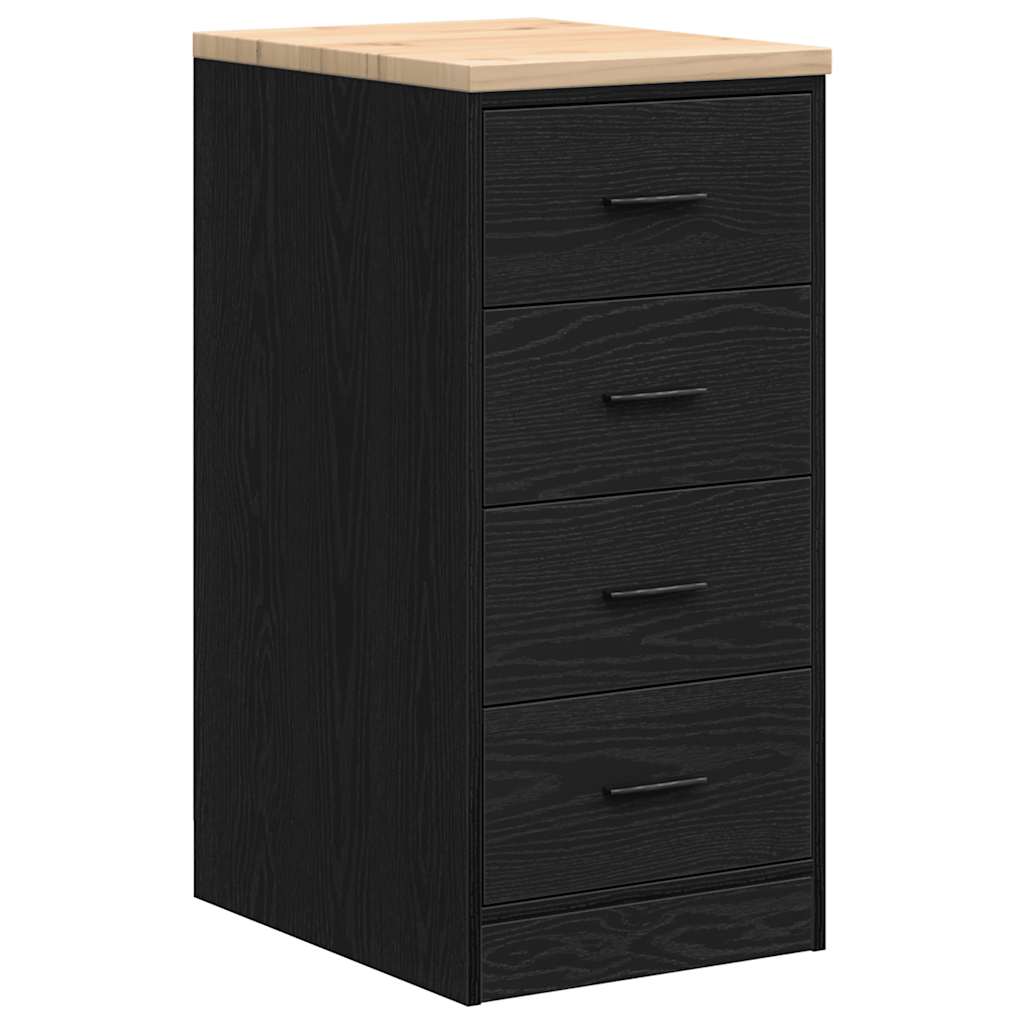 Garage Storage Cabinet Black Solid Pine