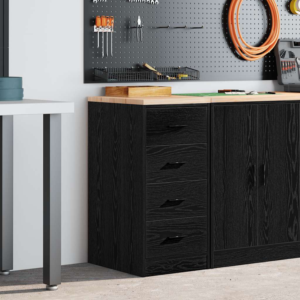 Garage Storage Cabinet Black Solid Pine