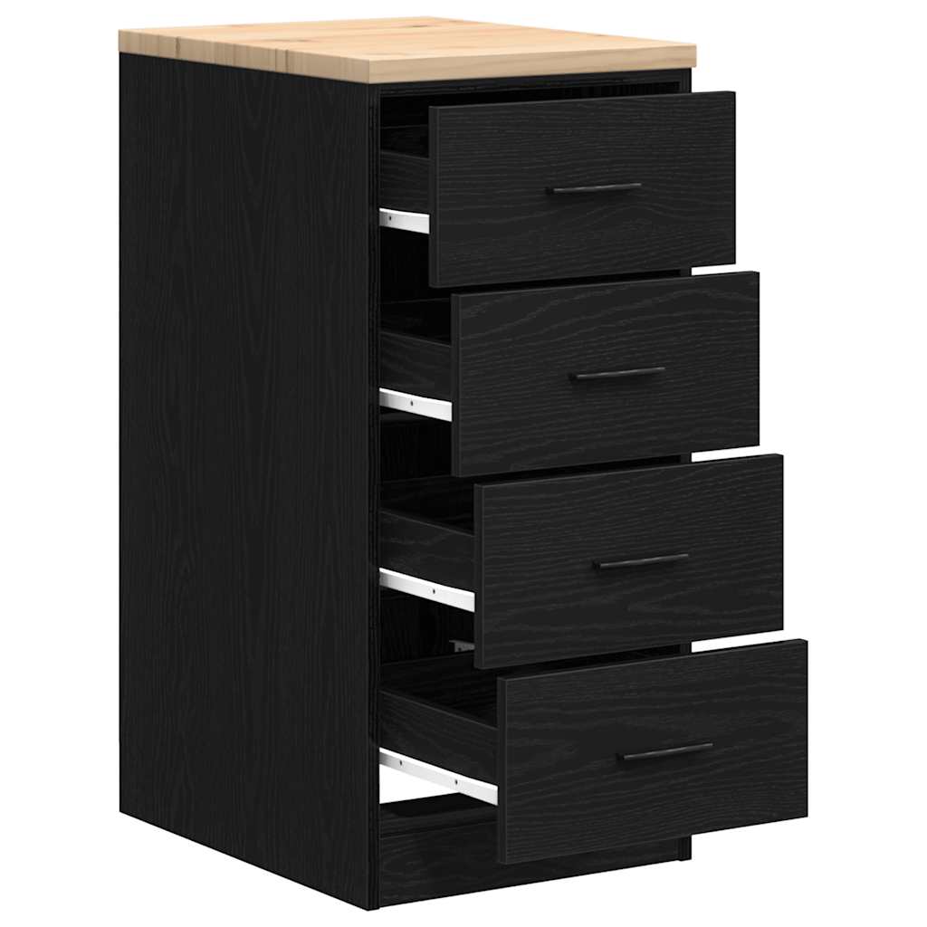 Garage Storage Cabinet Black Solid Pine