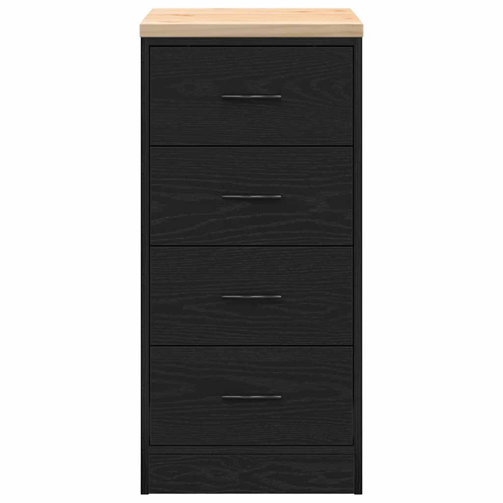 Garage Storage Cabinet Black Solid Pine