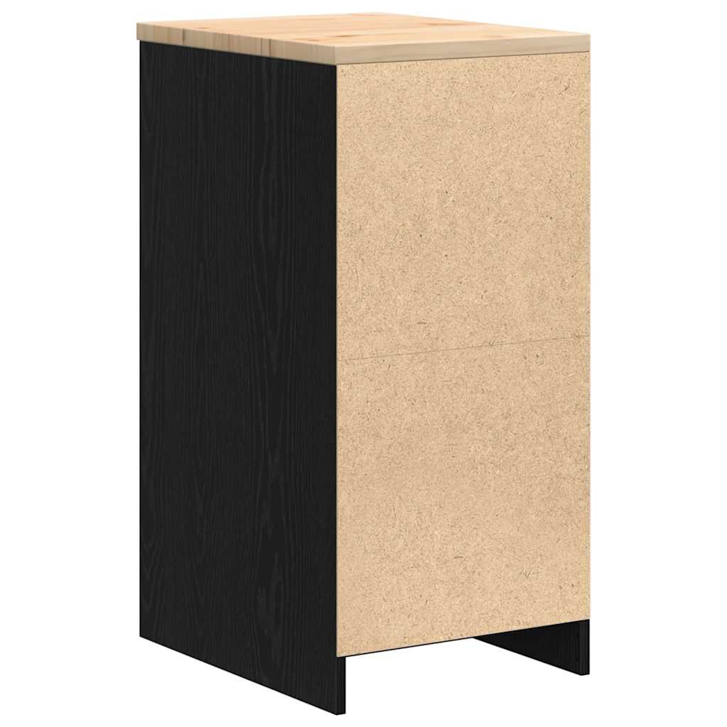 Garage Storage Cabinet Black Solid Pine