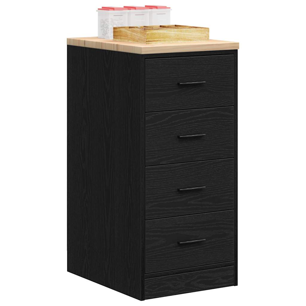 Garage Storage Cabinet Black Solid Pine