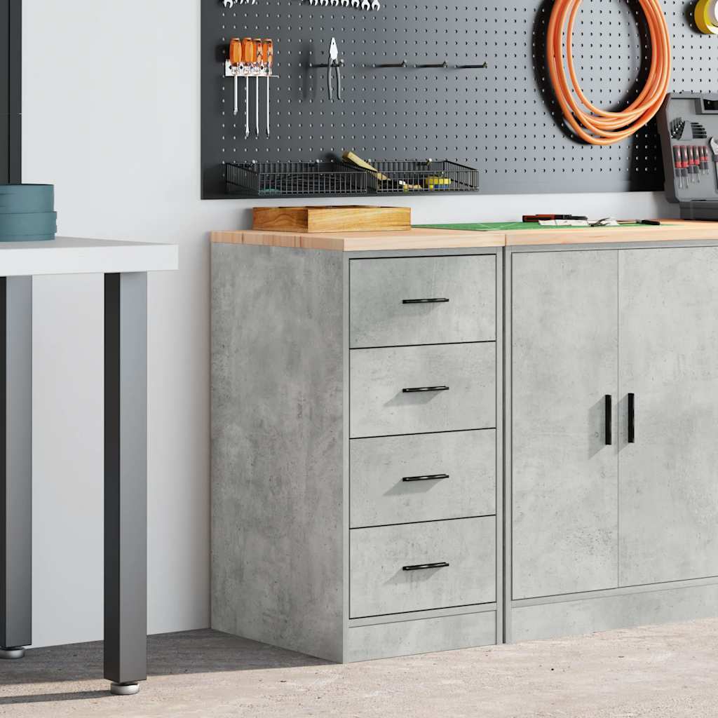 Garage Storage Cabinet Concrete Gray Solid Pine