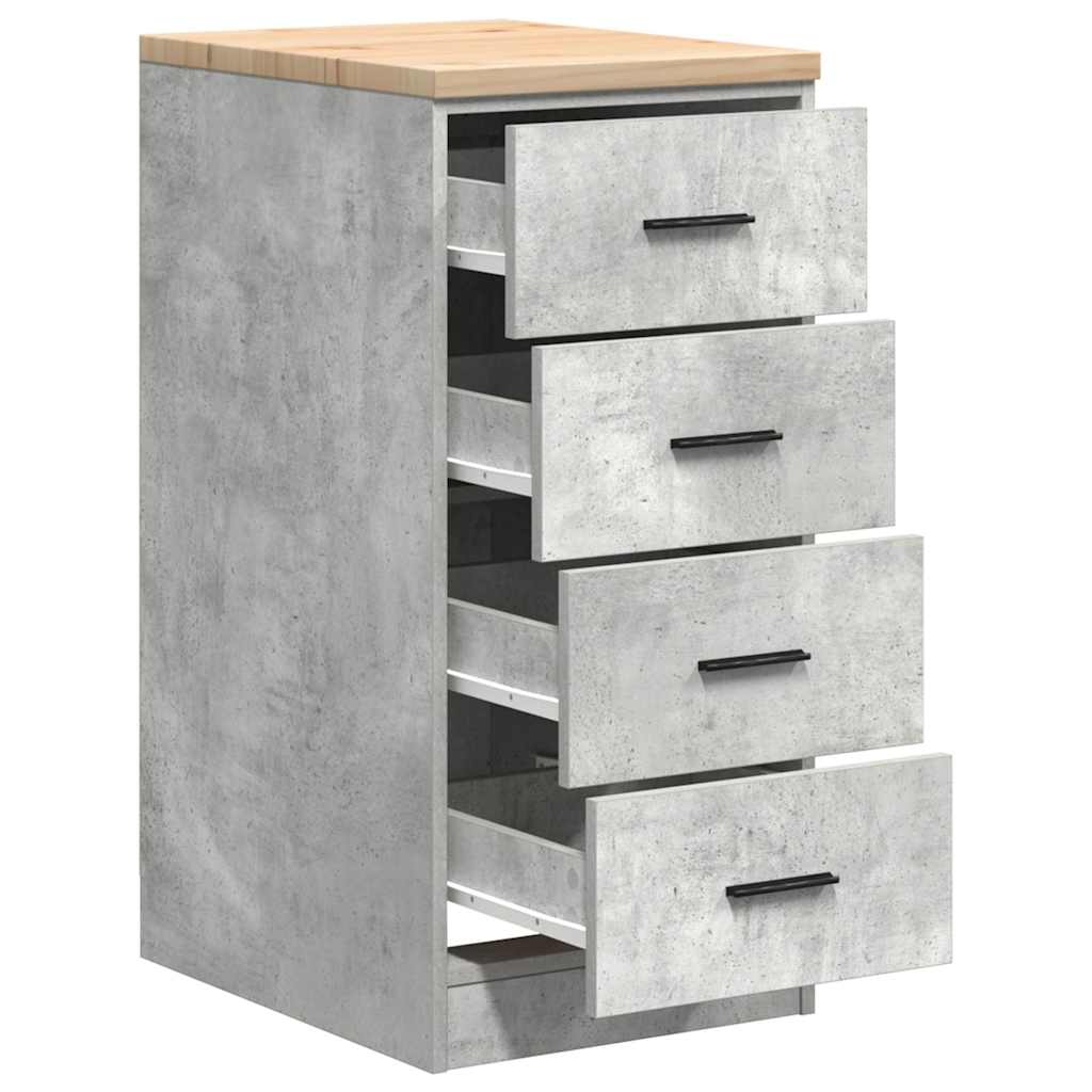 Garage Storage Cabinet Concrete Gray Solid Pine