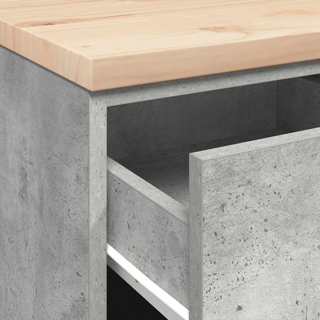 Garage Storage Cabinet Concrete Gray Solid Pine